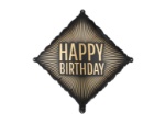 Fóliový balonek Happy Birthday černozlatý 46 × 46 cm – produktová fotografie