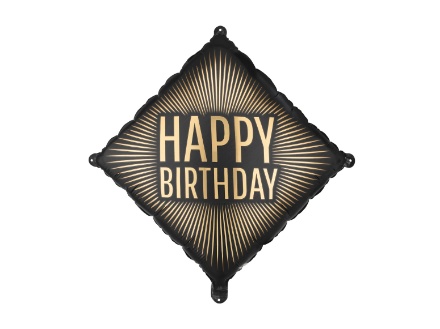 Fóliový balonek Happy Birthday černozlatý 46 × 46 cm – produktová fotografie
