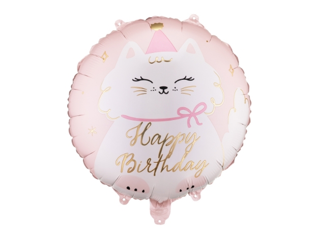 Fóliový balonek kočka Happy Birthday 35 × 35 cm