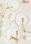 Elegantní papírové talíře se zlatým dekorem na slavnostní stůl