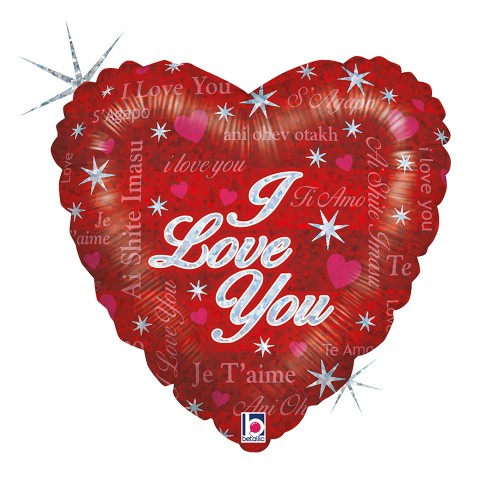 Levně Fóliový balonek srdce Sparkling Love I Love You 45 cm