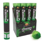 Zelený práškový výstřel z party děla při oslavě