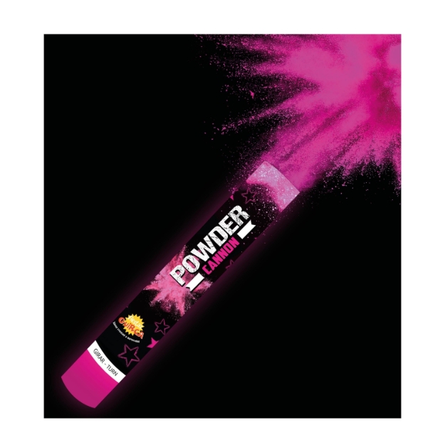 Růžový práškový efekt z party děla při oslavě