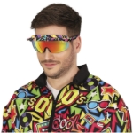 Muž s retro brýlemi 80. léta s duhovým sklem na tematické party