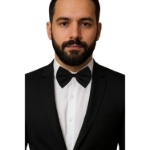 Motýlek černý foto na modelu