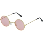 Kulaté růžové hippie brýle lenonky na bílém pozadí