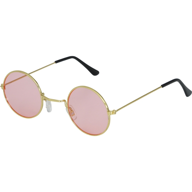 Kulaté růžové hippie brýle lenonky na bílém pozadí