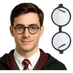 Model s kostýmem a brýlemi Harry Potter se skly