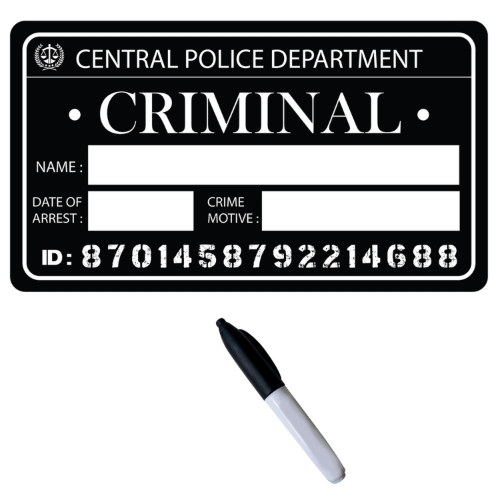 Fotorekvizita Policejní tabulka Criminal – černá