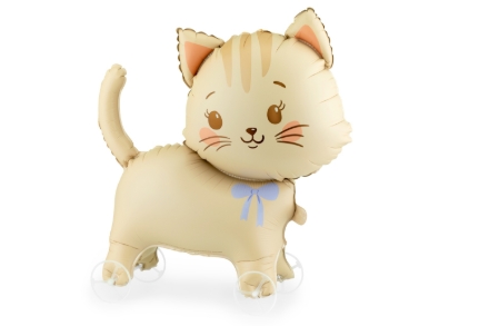 Fóliový balonek kočička na kolečkách 65 cm světle béžový