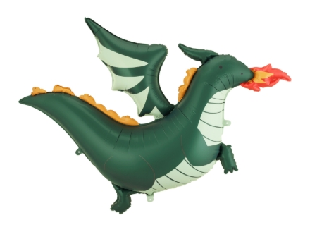 Fóliový balónek drak tmavě zelený 120 x 90 cm