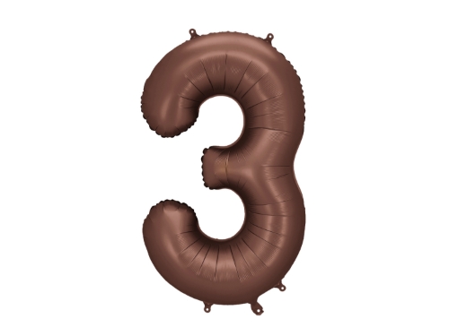 Levně Foliová číslice Saténová hnědá, Mocha 3 - 86 cm
