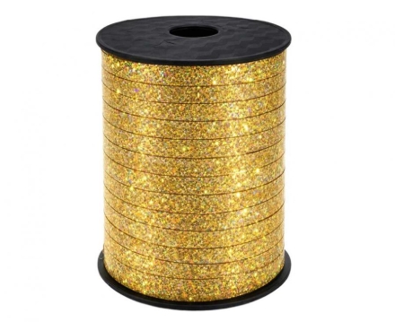 Zlatá holografická vázací stuha na roli 458 m detail produktu