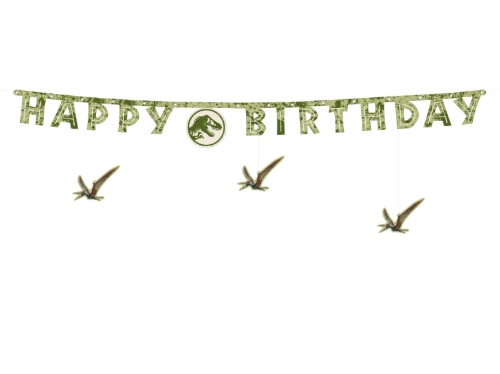 Levně Papírová girlanda Happy Birthday Jurský svět 165 × 45 cm
