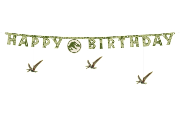 Papírová girlanda Happy Birthday Jurský svět 165 × 45 cm