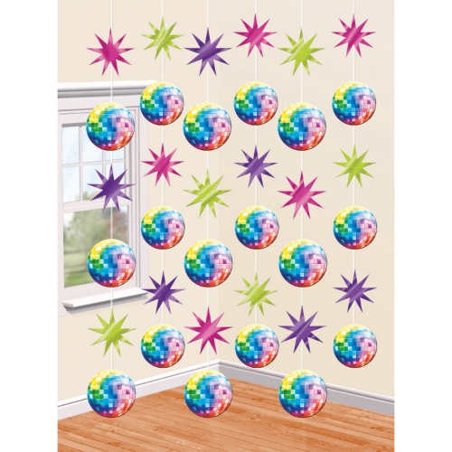 Levně Závěsná dekorace Disco Fever 70’s 213 cm, 6 ks