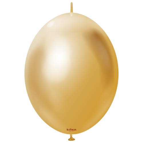 Levně Spojovací balonky chromové zlaté, Mirror Gold 30 cm/12", 50 ks