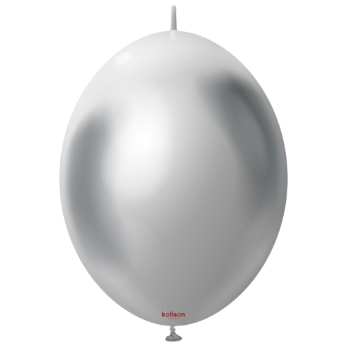 Levně Spojovací balonky chromové stříbrné, Mirror Silver 30 cm/12", 50 ks