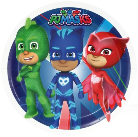 Papírové talířky PJ Masks 23 cm s hrdiny Catboy, Owlette a Gekko