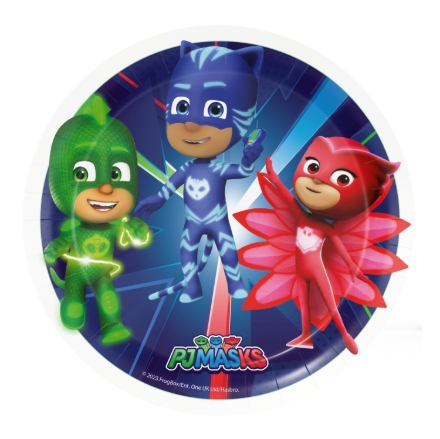 Papírové talířky PJ Masks 18 cm s hrdiny Catboy, Owlette a Gekko