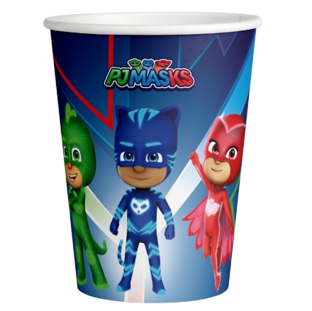 Papírové kelímky PJ Masks 250 ml s hrdiny Catboy, Owlette a Gekko