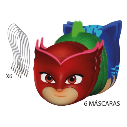 Papírové masky PJ Masks pro děti – Catboy, Owlette a Gekko 6 ks