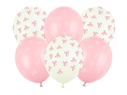 Obrázek Balónky Růžová mašlička – krémově-růžový mix, 6 ks, 30 cm