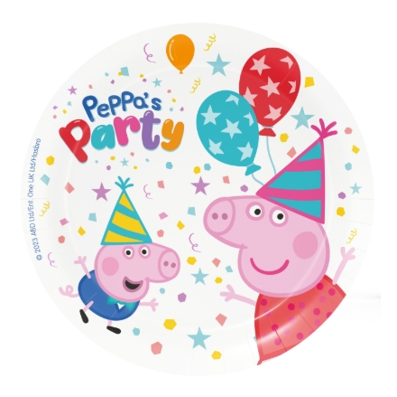Papírové talíře Peppa Pig 18 cm s motivem Peppy a George, balení 8 ks