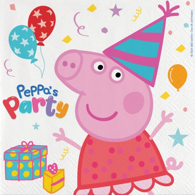 Papírové ubrousky Peppa Pig 33 cm s motivem prasátka Peppy, balení 20 ks