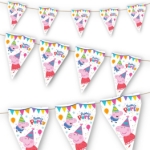 Girlanda Peppa Pig s barevnými vlaječkami na dětskou narozeninovou party