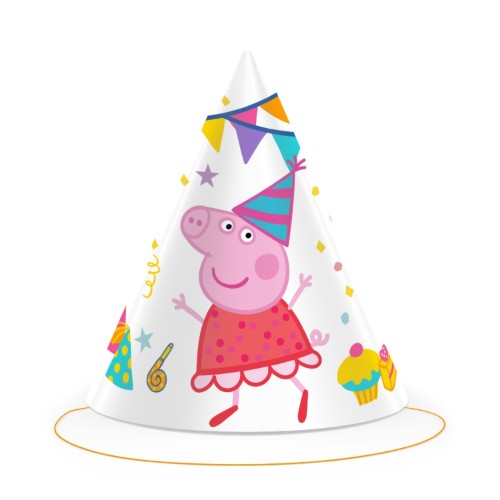 Levně Párty čepičky Peppa Pig, 6 ks