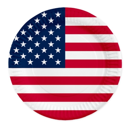 Papírové talíře USA 23 cm papíru, balení 8 ks