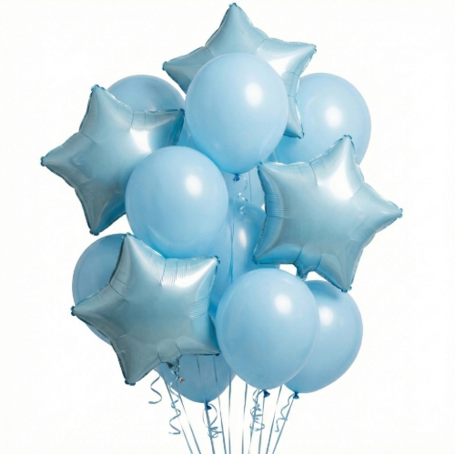 Levně Balonkový buket světle modrý – 14 ks