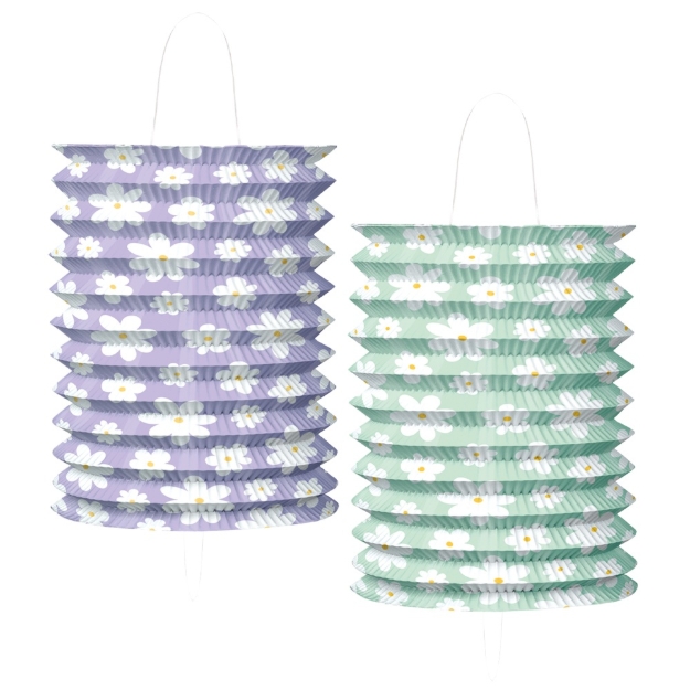 Papírové lampiony Sedmikrásky 25 cm s květinovým motivem, balení 2 ks