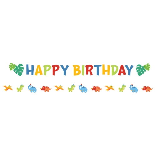 Levně Girlanda Happy Birthday a mini girlanda Dino Jungle 180 cm
