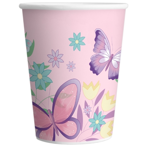 Papírové kelímky Flutter Garden motýlci 250 ml – 8 ks