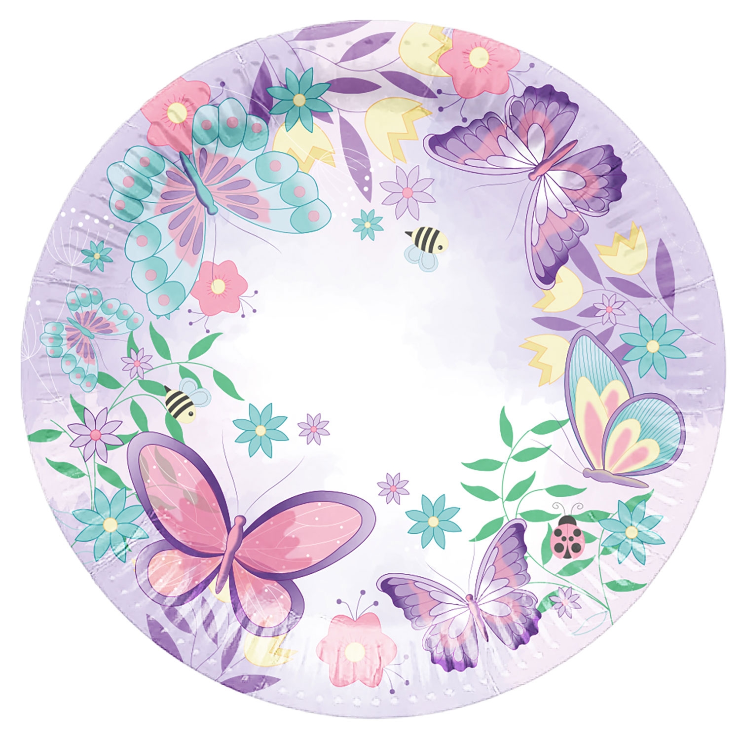 Papírové talíře Flutter Garden  motýlci 23 cm – 8 ks