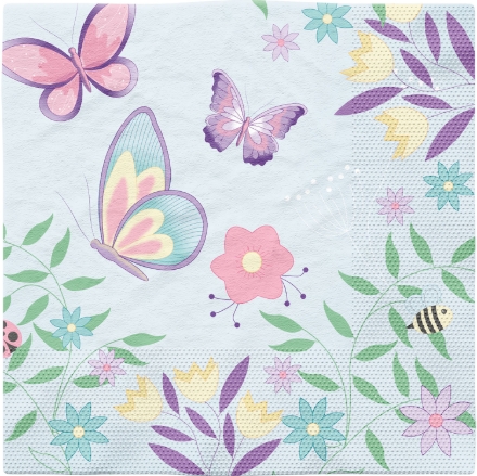 Papírové ubrousky Flutter Garden s motivem motýlků a květin
