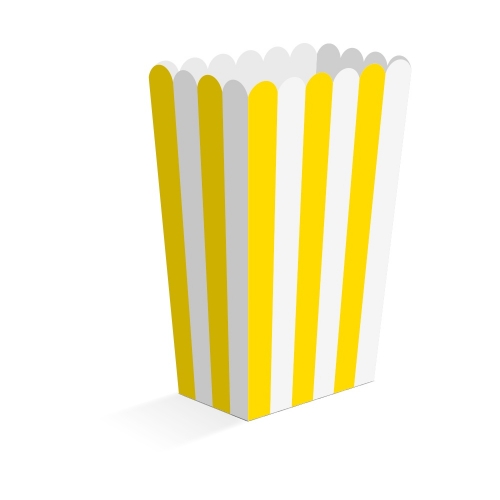 Levně Papírové krabičky na popcorn pruhované žluté 13,5 cm – 8 ks