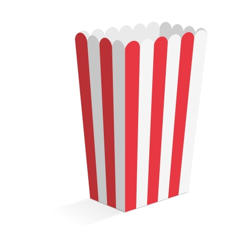 Levně Papírové krabičky na popcorn pruhované červené 13,5 cm – 8 ks