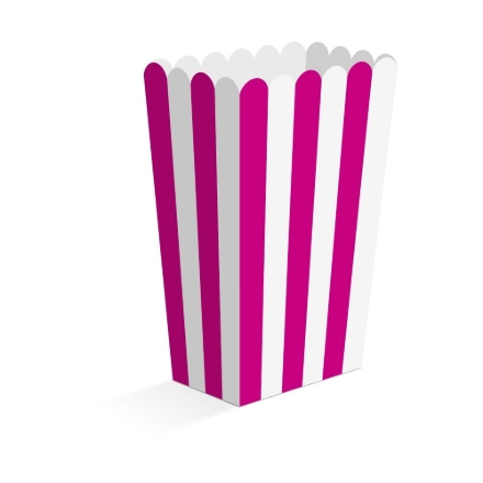 Papírové krabičky na popcorn hot pink 8 ks