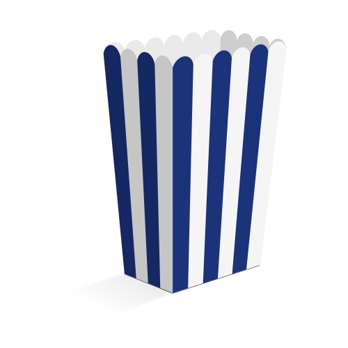 Levně Papírové krabičky na popcorn tmavě modré 13,5 cm – 8 ks