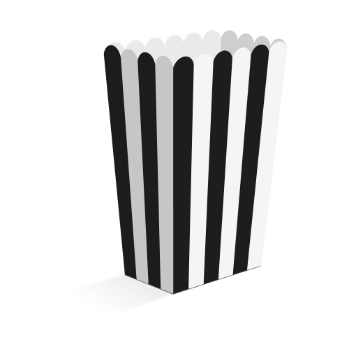 Levně Papírové krabičky na popcorn černé 13,5 cm – 8 ks