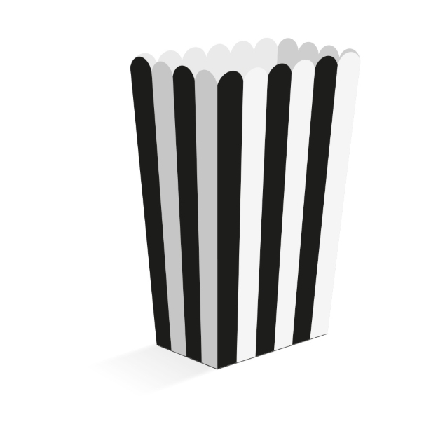 Papírové krabičky na popcorn černé 8 ks