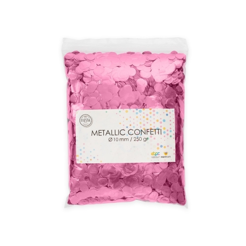 Levně Metalické konfety kolečka růžové 10 mm – 250 g