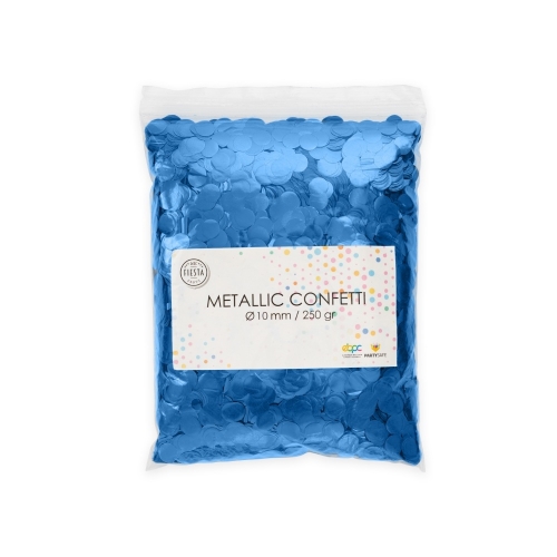 Levně Metalické konfety kolečka modré 10 mm – 250 g