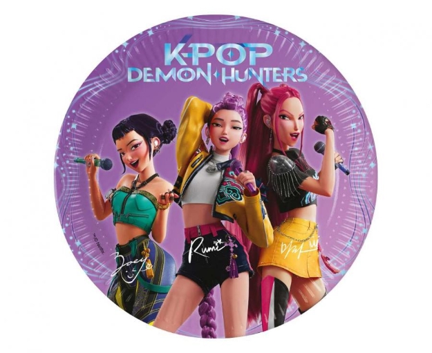 Obrázek Papírové talíře K-POP Demon Hunters 20 cm, 8 ks