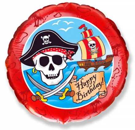 Obrázok z Fóliový balónik Piratský Happy Birthday 45 cm
