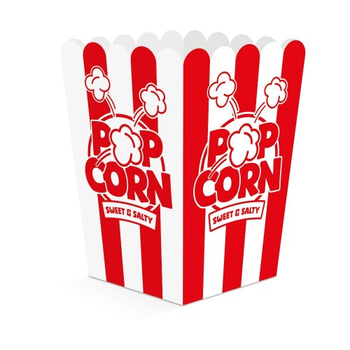 Levně Papírové krabičky na popcorn velké 8,5 x 8,5 x 18 cm – 8 ks