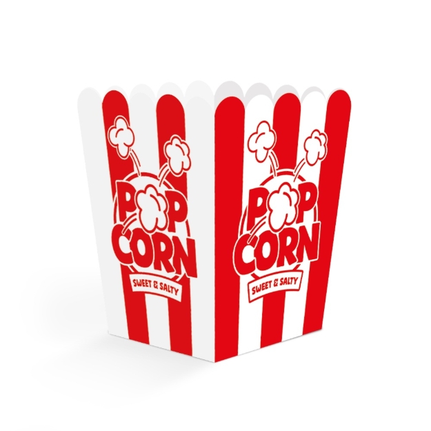 Malé papírové krabičky na popcorn 6,3 x 6,3 x 10,5 cm, balení 8 ks